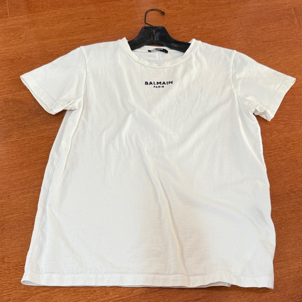 [Balmain] logo embroidered tshirt